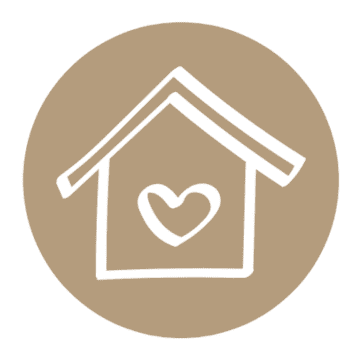 Accoglienza: Icona casa con cuore, simbolo di calore e ospitalità. Benvenuti!